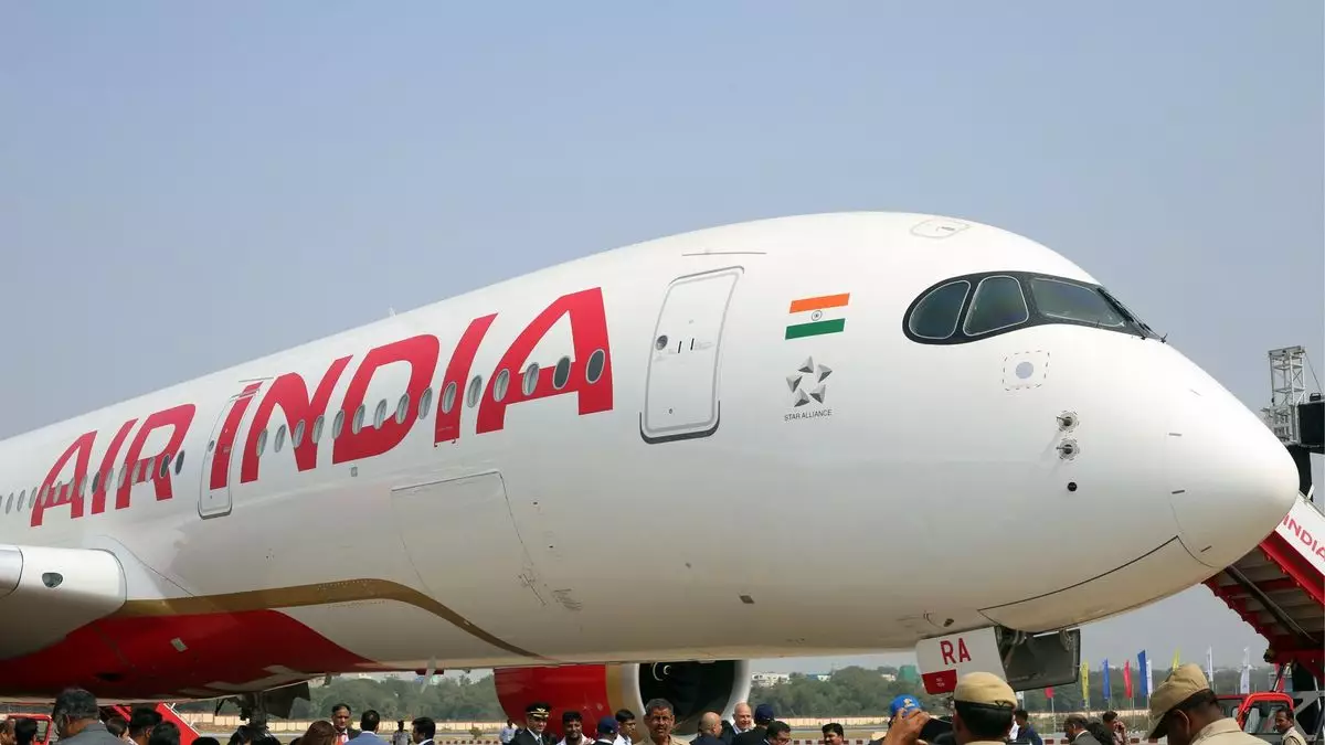 Nové letadlo Airbus A350-900 v rozšíření letecké společnosti Air India na trasách do USA